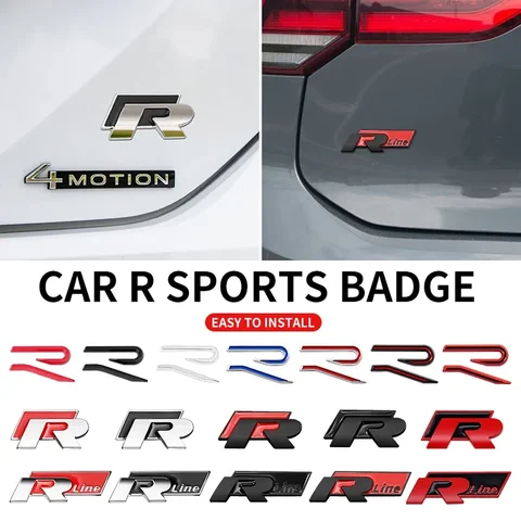 3D Metal R logo Sticker Car Rear Trunk Body Emblem Sticker For VW Golf 5 6 7 MK7 MK6 Polo Jetta Scirocco Beetle Passat Tiguan