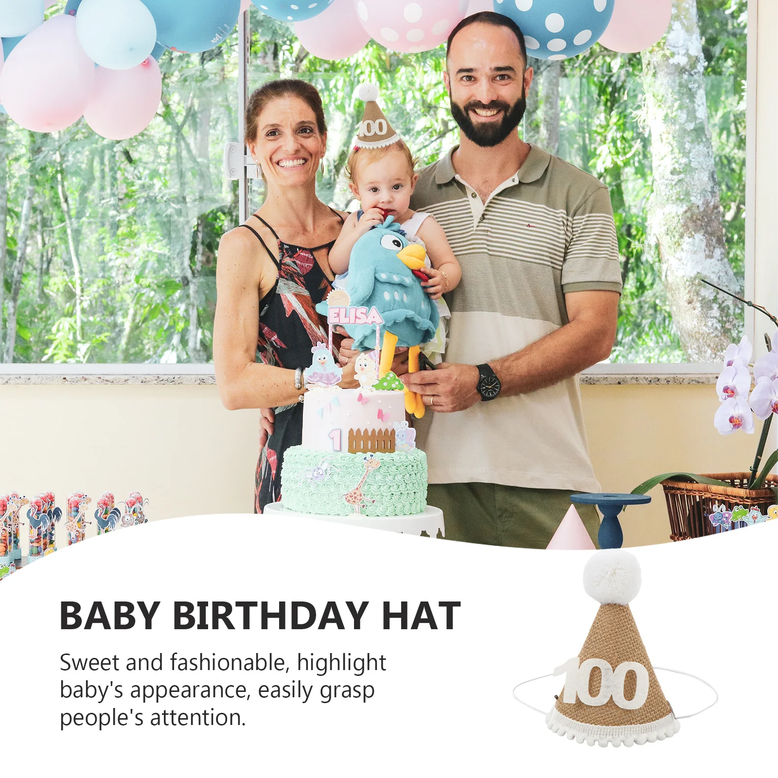 

Cute Hundred Days Party Hat Party Headdress Crown Fun Festive Wear Gift Idea