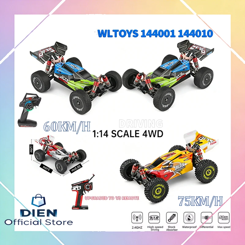 

Высокоскоростная радиоуправляемая машина 1/14 2.4G 4WD WLtoys 144010 144001 с бесщеточным двигателем, 70 км/ч, внедорожный дрифт-кар для мальчиков и взрослых, подарок
