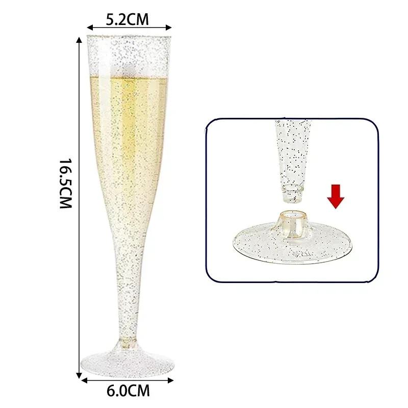 25pcs Disposable Champagne Flutes Plastic Sparkling Style Champagne Cocktail Cup Red Wine Toasting Cup for Weddings Party Cups