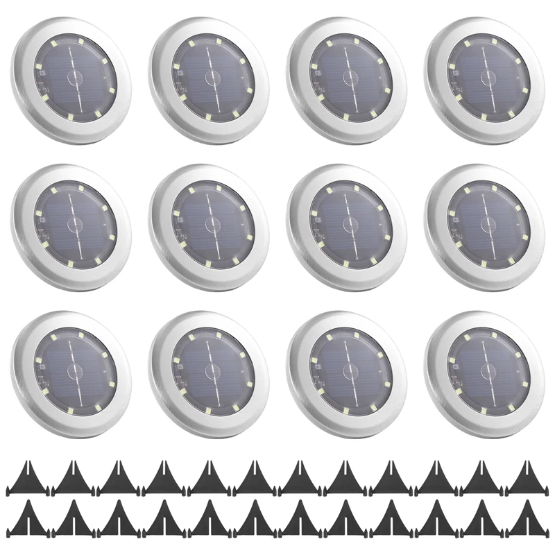 Retail 12 Pack Solar Lights Outdoor Garden 8 LED Solar Disk Lights Outdoor IP65 Waterproof For Garden Pathway Lawn Patio Yard