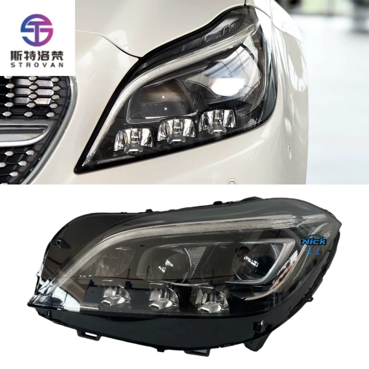 For W218 Headlights 2016-2019 Cls260 CLS300 CLS320 Cls350 Cls550 Cls63 Pair Left and Right Original Geometric Headlamps