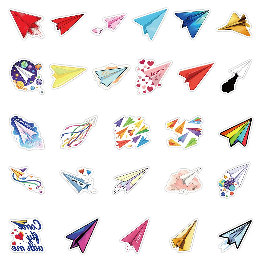 10/54PCS Paper Aircraft Series Graffiti Stickers Funny Small Fresh Decal Suitcase Cup Guitar Personalized Decoration Stickers