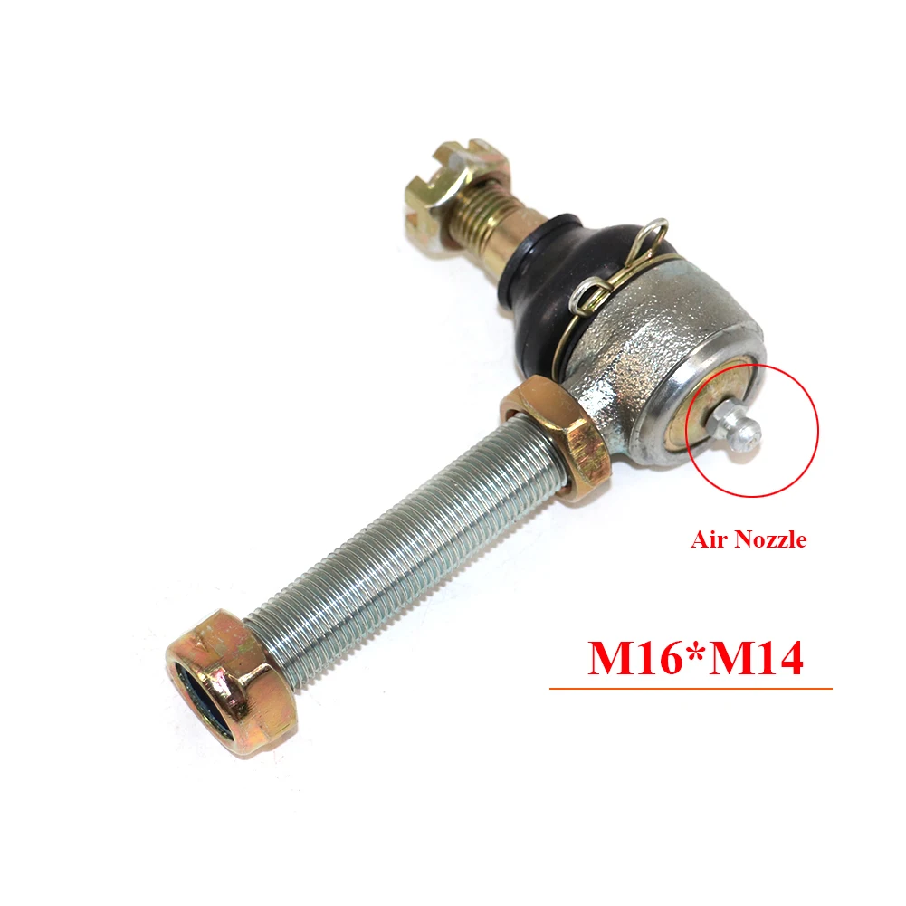 Motocicleta Parafuso Tie Rod End com Air Nozzle, junta de bola para Quad Dirt Bike, ATV, UTV, Kart, Dune Buggy, M14 * M16, 150cc, 200cc, 250cc