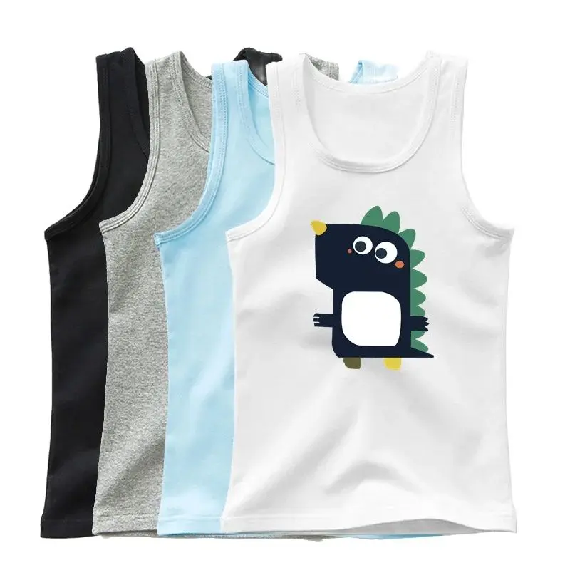 2024 Summe Children Vests for Boys Clothing Cartoon Dinosaur Print Kids Sport Causal Tank Tops Baby Cute Clothes