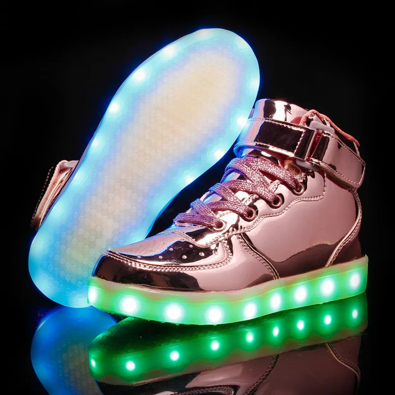 Kids Shoe Boy Neutral Fluorescent Sports Shoes Fashionabl High Top LED Rechargeable Luminous Shoe for Boys Girl Zapatos De Niña