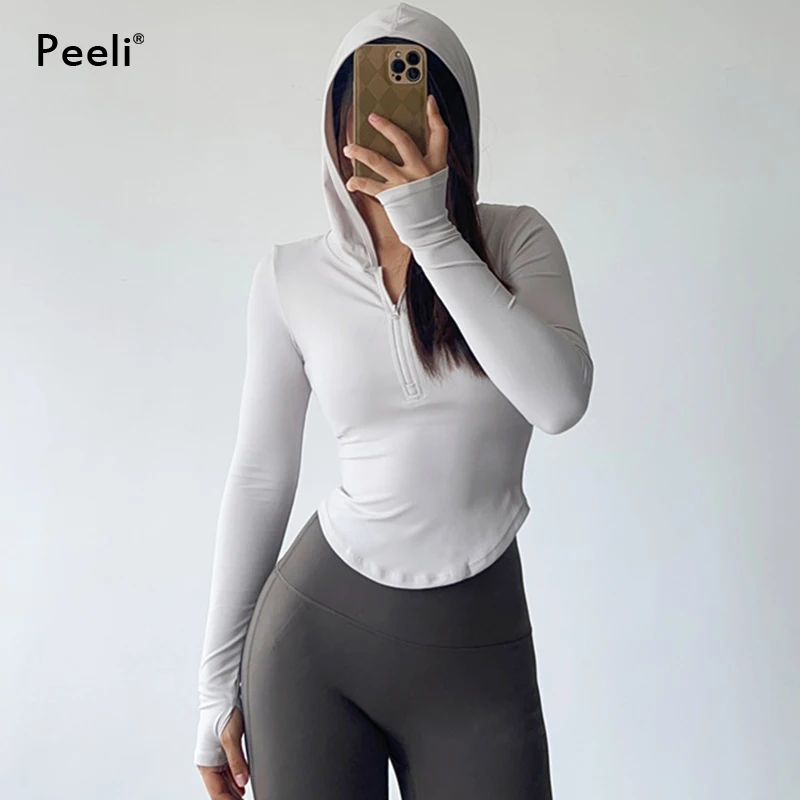 Running Sports Jacket Women Zip Fitness Yoga Shirt Winter Long Sleeve Hoodie Yoga Jacket Gym Top Coat Activewear Workout Clothes