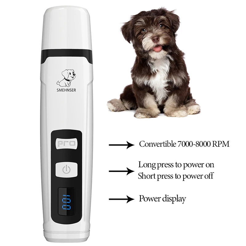 Cortaúñas eléctrico para perro, herramienta recargable con carga USB, silencioso, para patas de gato, para aseo de uñas