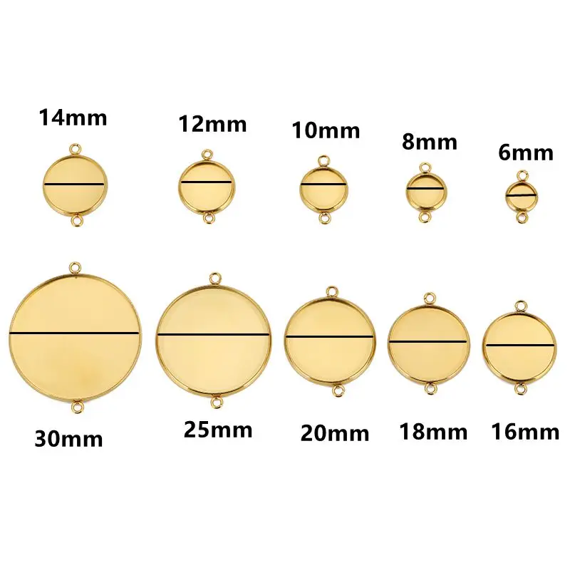 10pcs Stainless Steel Cabochon Cameo Base Settings 6 8 10 12 14 16 18 20 25 30mm Blank Bracelet Pendants Tray for Jewelry Making