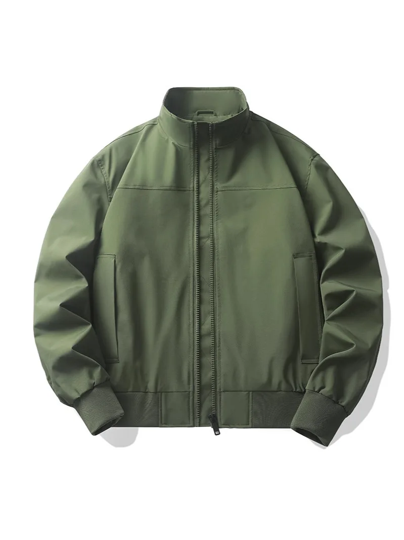 

Autumn Winter Men Cargo Coat Vintage Streetwear Outdoor Man Bomber Jacket Stand Collar Long Sleeve Zipper Casual Male Outerwear