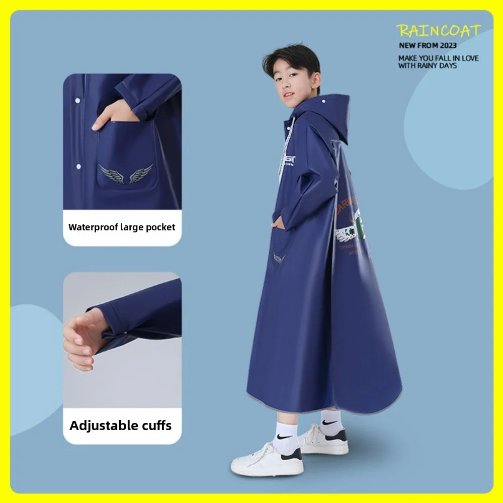 

Thickened Waterproof Full-Body Rain Poncho for Older Kids & Teens School Raincoat with Backpack Slot for Heavy Rain Protection