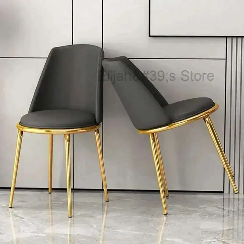 

Black Metal Legs Dining Chairs Modern Black Metal Legs Nordic Style Soft Chair with Backrest Free Shipping Sedie Home Furniture
