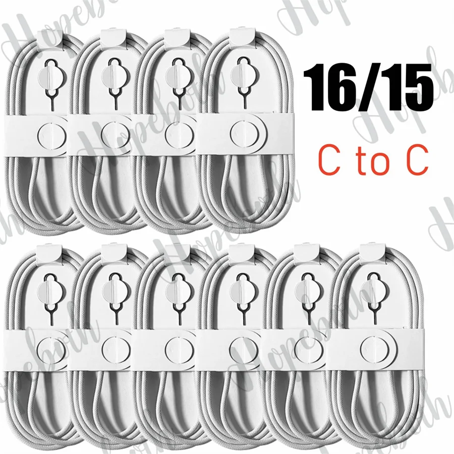 

10 шт., 1 м, 3 фута, 60 Вт, USB C к типу C C-C, ткацкий кабель для зарядного устройства для iPhone 15 16 Pro Max Plus, кабели для Samsung Xiaomi