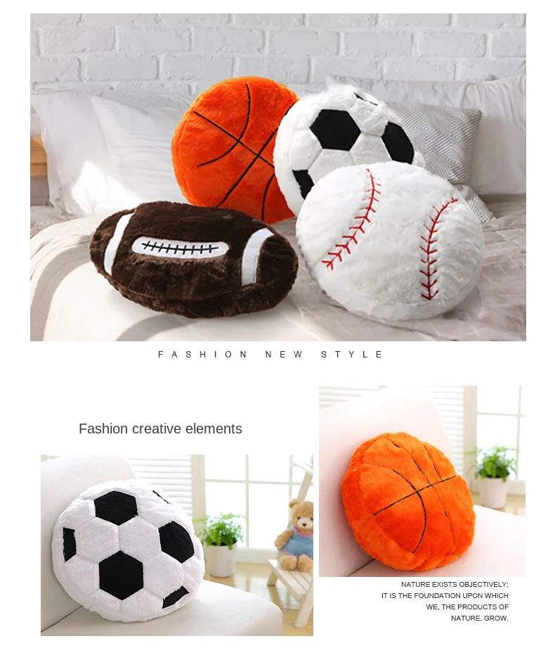 Basketball and Football-shaped Sports Cushion Pillow Winter and Summer Style Gift for Boyfriend for adult