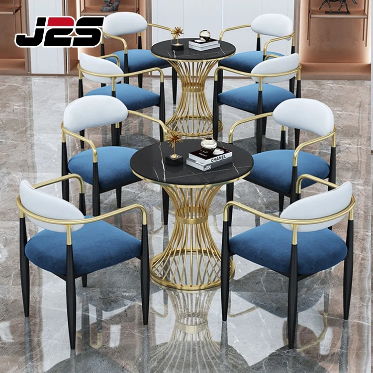 

Modern Luxury Coffee Shop Furniture Restaurant Furniture Table and Chair Brown Fabric Velour Velvet Restaurant Chair