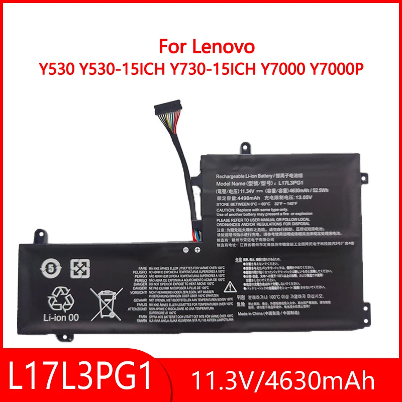 

Laptop Battery L17L3PG1 L17C3PG2 11.34V 4630mAh For Lenovo Legion Y530 Y530-15ICH Y730-15ICH Y7000 Y7000P 57Wh L17C3PG1 L17M3PG1