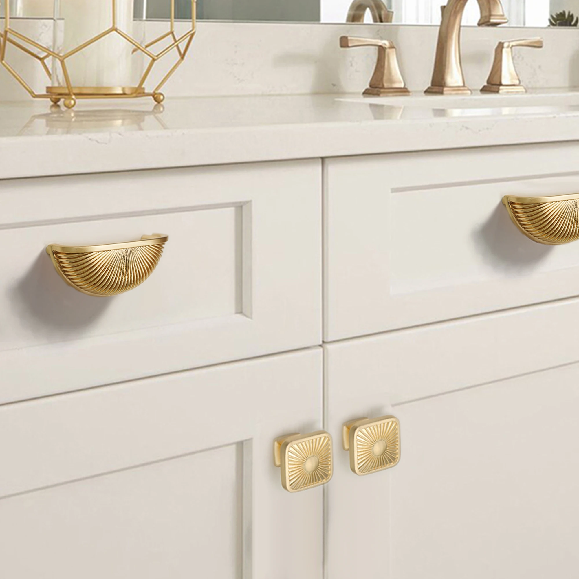 Gold Semicircle-Shape Cabinet Drawer Handles Alloy Kitchen Accessories Cupboard Door Knobs Wardrobr Pulls Furniture Hardware