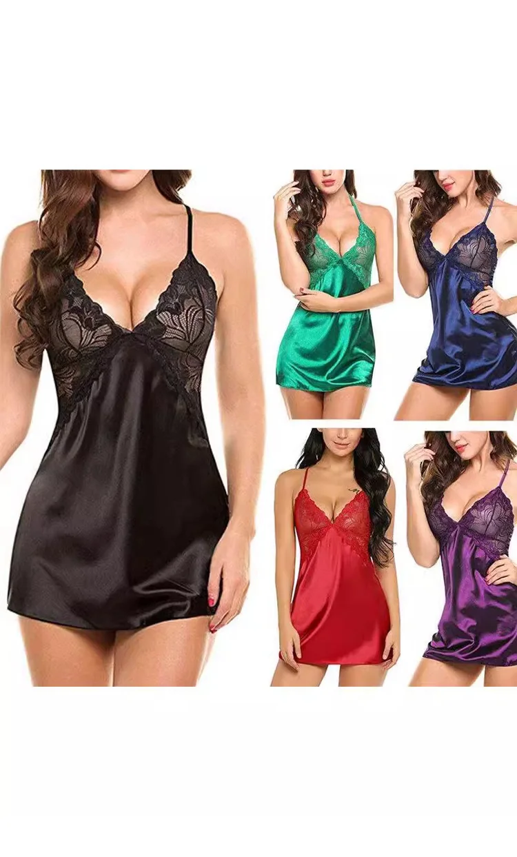 Sexy Nightwear Women Summer Pajamas Dress Solid Color Fashion Soft Suspenders Sleepwear Ladies Homewear Girl Nightwear Nightgown