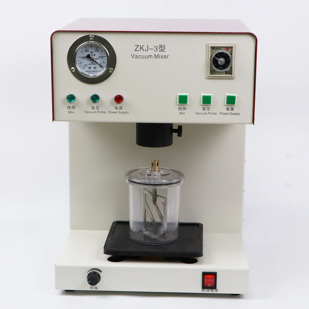 ZKJ-3 Dental Vacuum Mixing Machine 500ml Built-In Pump 0.085MPa Adjustable Vibration Mixer for Dental Lab