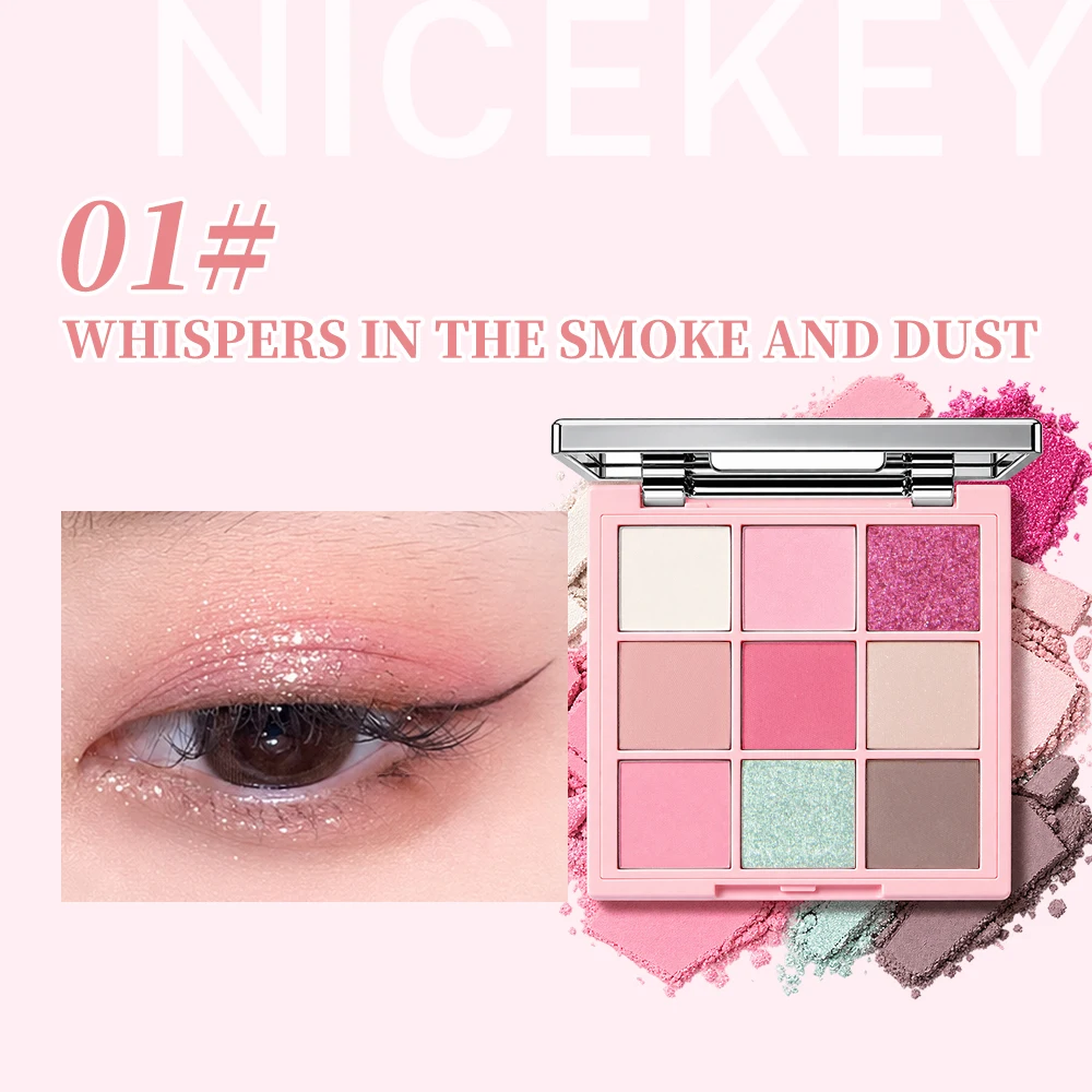 NICEKEY Cute Bear 9 Colors Eyeshadow Palette Matte Shimmer Glitter Eye Shadow Powder Long-Lasting Waterproof Eyes Cosmetics