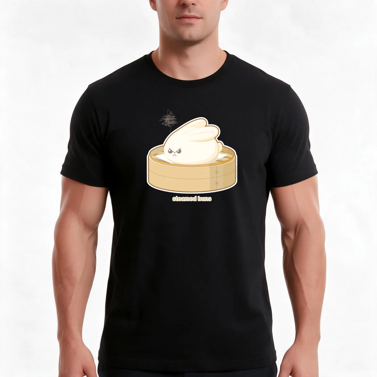 Steamed Buns T-Shirt Summer Casual Cotton Tee Oversized Streetwear Tops Vintage Graphic Print Loose Fit Short Sleeve