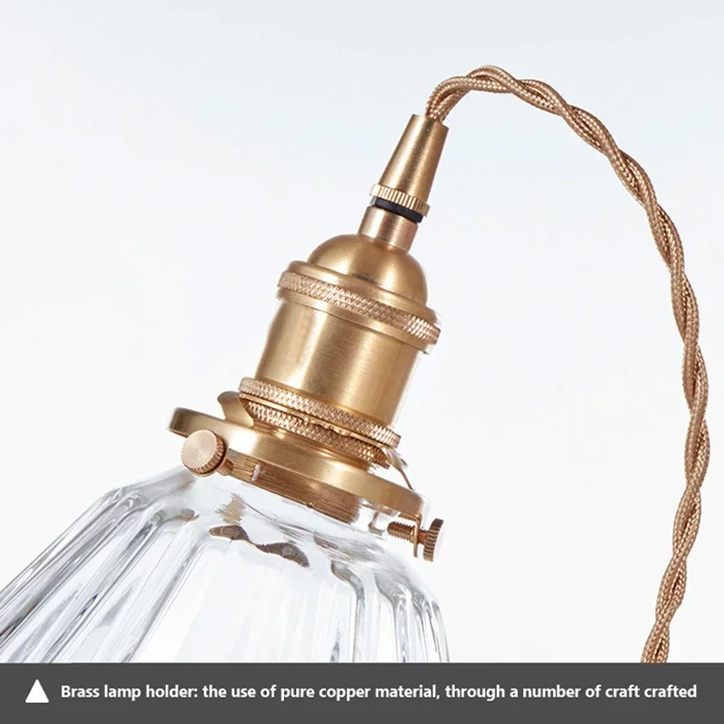 

Copper Lamp Nordic Glass Pendant Light Pendant Lamp Brass Creative Minimalist E27 Transparent Lampshade For Restaurant Light