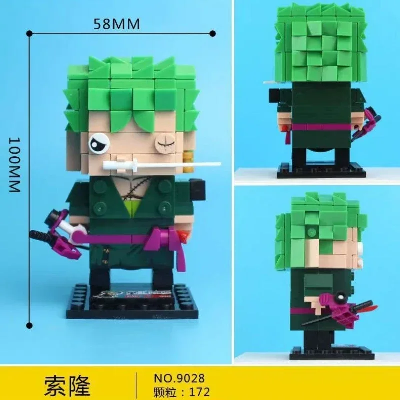 New One Piece Anime Figure Roronoa Zoro Building block toy Straw Hat Luffy Animation model toy Desktop Decoration Gift Boy Girl