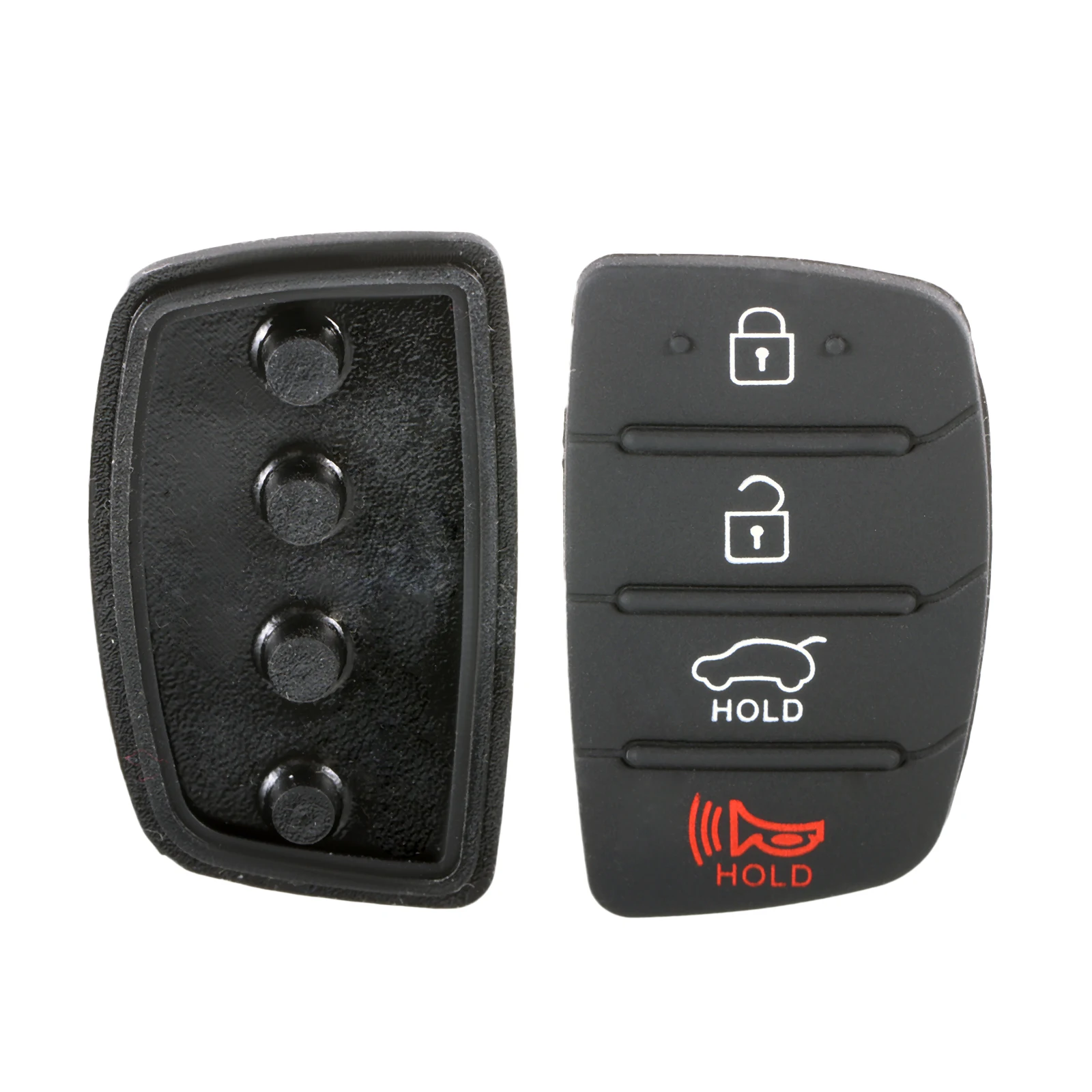 2Pcs 4 Button Key Fob Cover Rubber Pad Fit for Hyundai Santa Fe Sport Sonata 2013-2018 Keyless Remote Control Car Key Fob Case