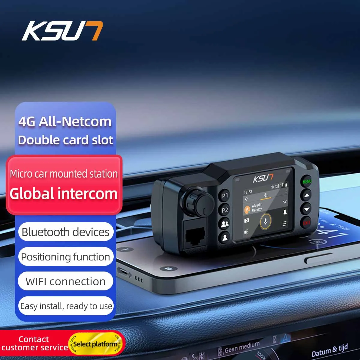 KSUT ZL1200 Car Radio WCDMA CDMA GSM Mobile Radio Station Long Range Walkie Talkie Car Vehicle Station Compatible with ZELLO APP