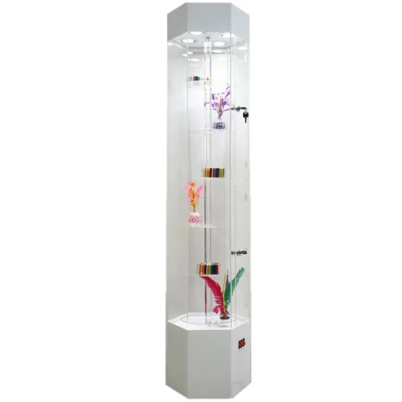 Cosmetics Dental Perfume Glasses Watch Exhibition Shelf Transparent Cabinet Multi-layer Acrylic Rotary Display Cabinet