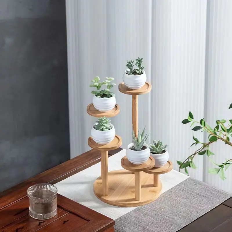 Bamboo Desktop Shelf for Organizing and Displaying Potted Plants, Perfume, Cosmetics, Toy Models