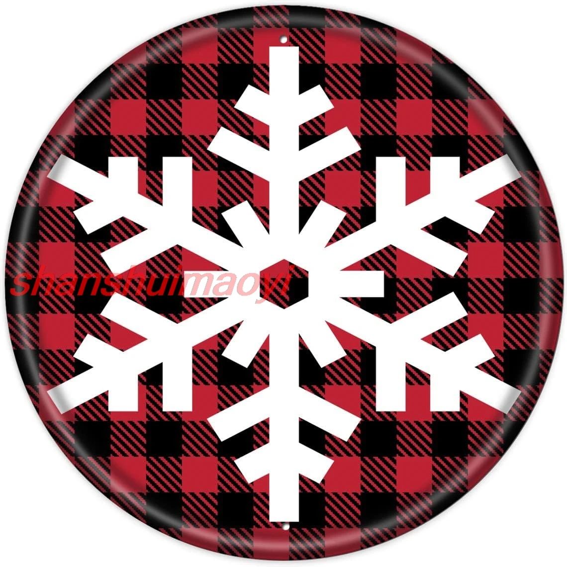shan tal Tin Sign Rustic Wall Decor Plaque Snowflake Red Black Check Sign Snowflakes Sign Wreath Sign,Suitable for Home G 1pc