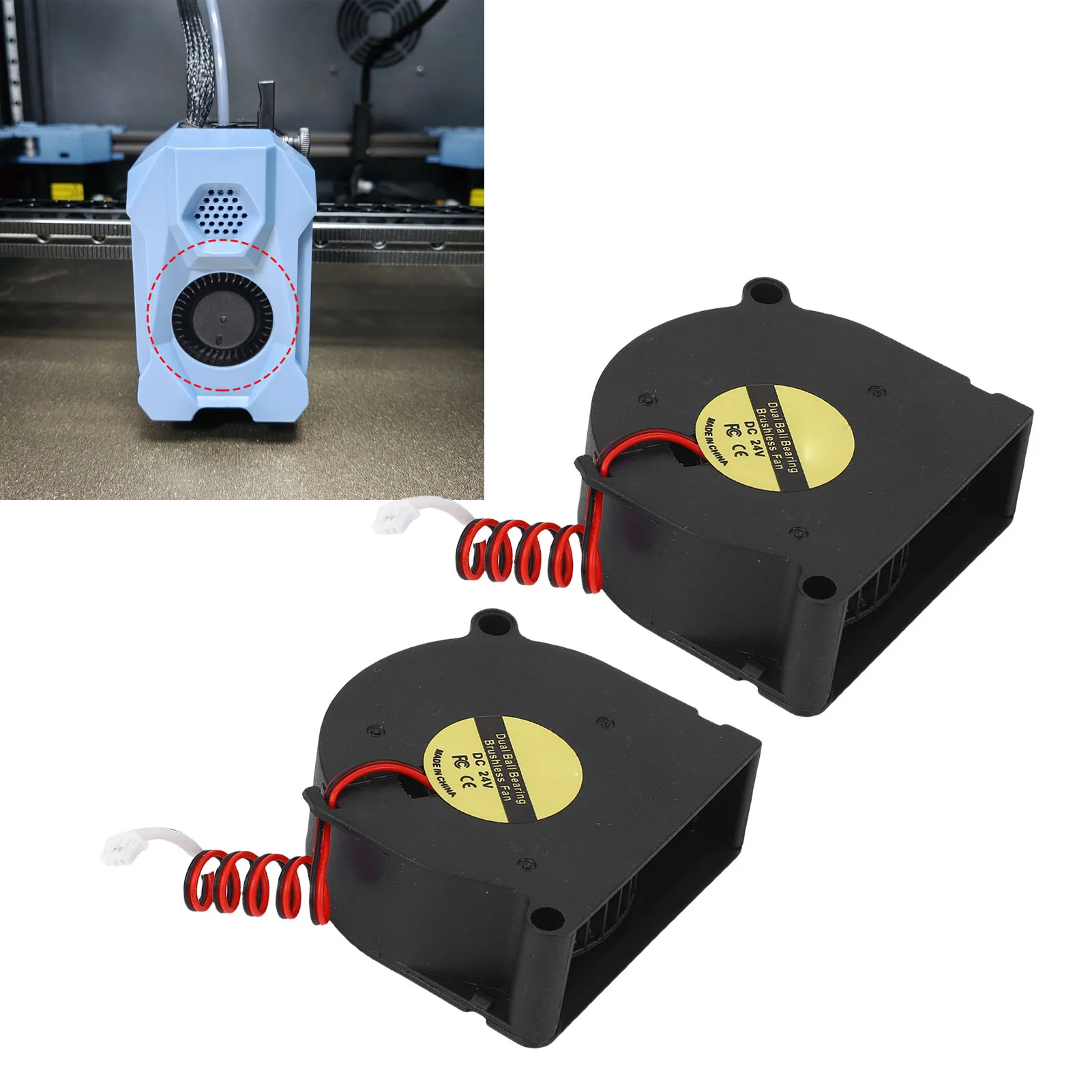 2PCS 24V Cooling Fans 5020 Double Ball Bearing Heat Sink Fan for SV08 3D Printer 10000RPM High Speed