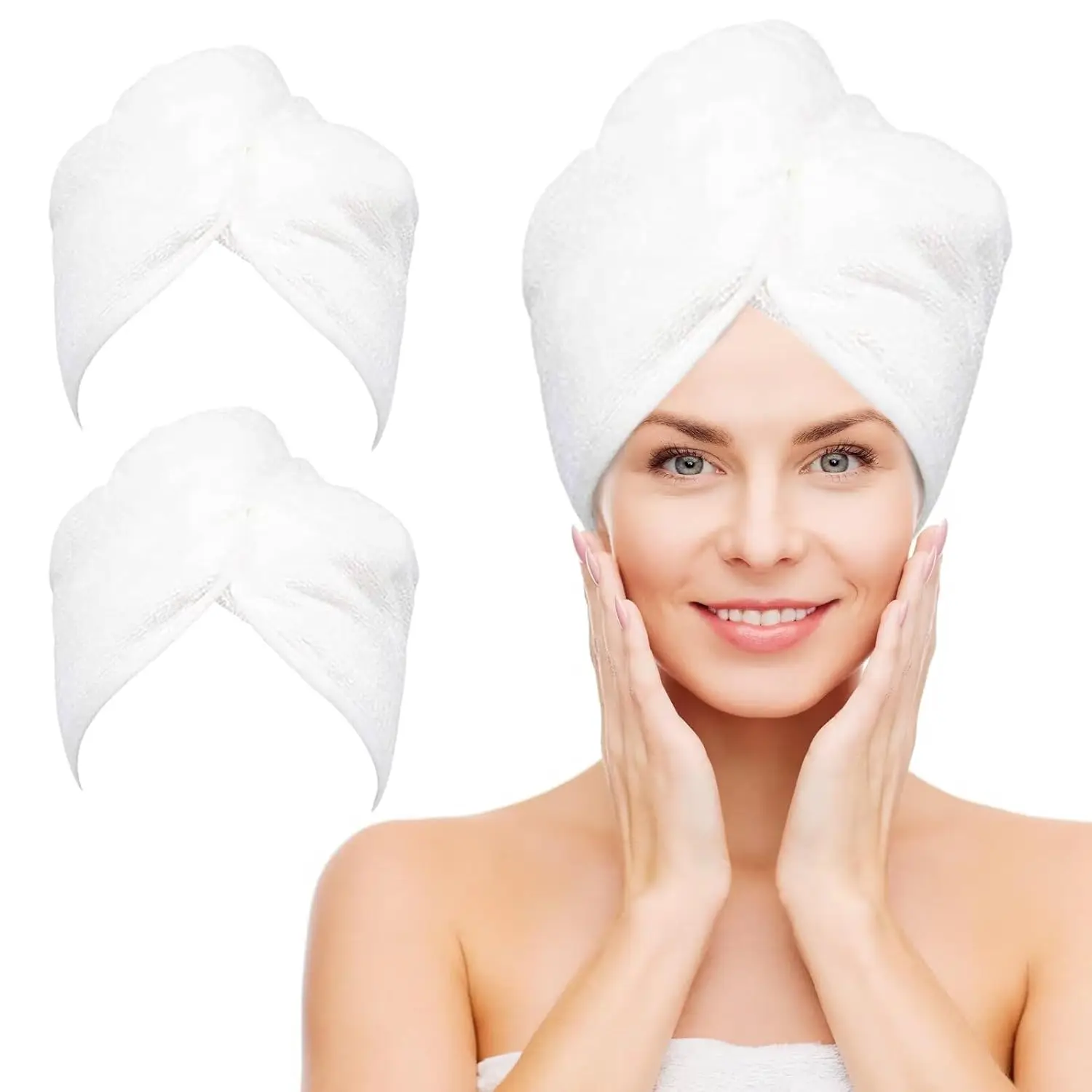 

Microfiber Hair Towel 2 Pack, 9.8x25.5 inch, Ultra Absorbent Hair Wrap for Women, Fast Drying for Long, Curly, Thick Hair