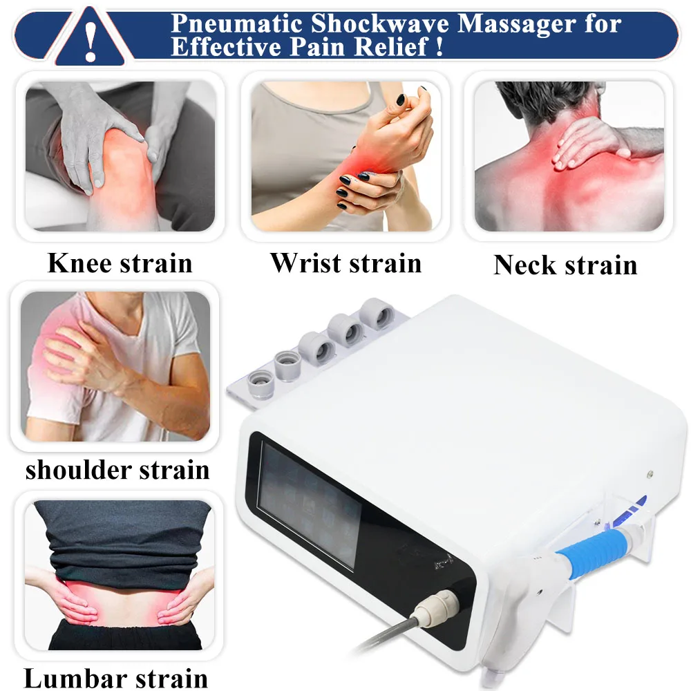 8Bar Pneumatic Shockwave Therapy Machine 6 Probes Effective Tennis Elbow ED Treatment Professional Massager New Shock Wave