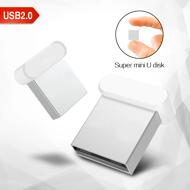 Mini Metal USB 2.0 Flash Drives Silver Business Gifts Memory Stick Pen Drive Waterproof Storage Devices 32GB 64GB U Disk