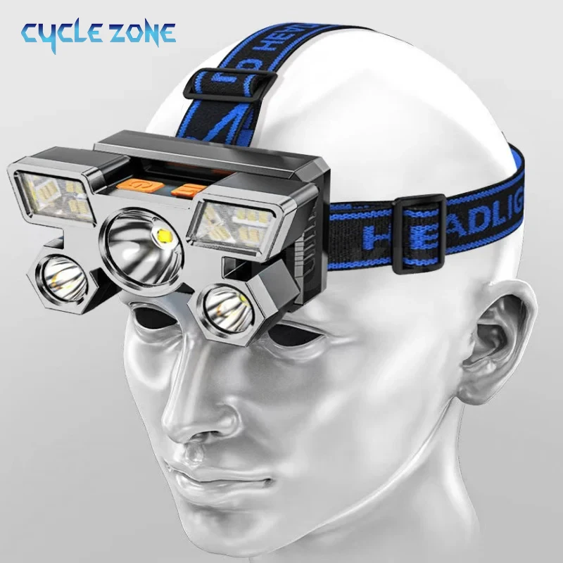 Portable 5 LED Headlight USB Rechargeable Headlamp Built in Battery Outdoors Camping Adventure Fishing Head Light Flashlight