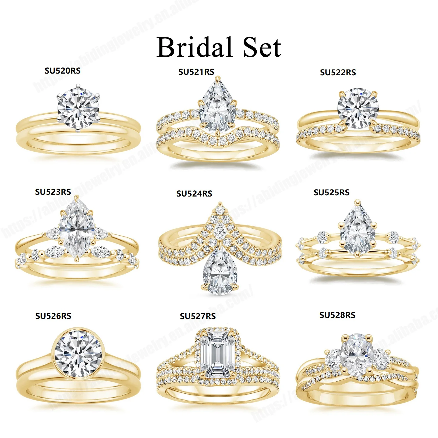 

Luxury 2-Piece Bridal Ring Set Women 925 silver Plated Brilliant Cut Engagement Ring Matching Chevron Wedding Band Fine Jewelry