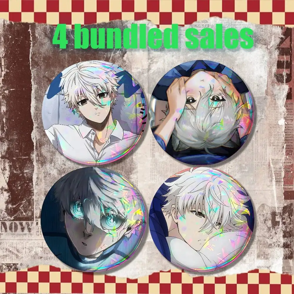 Anime N-Nagi B-Blue Brooches for Backpack Accessories 25,32,44,58,75mm Round Enamel Pins 4-piece set Cartoon Anime Badge