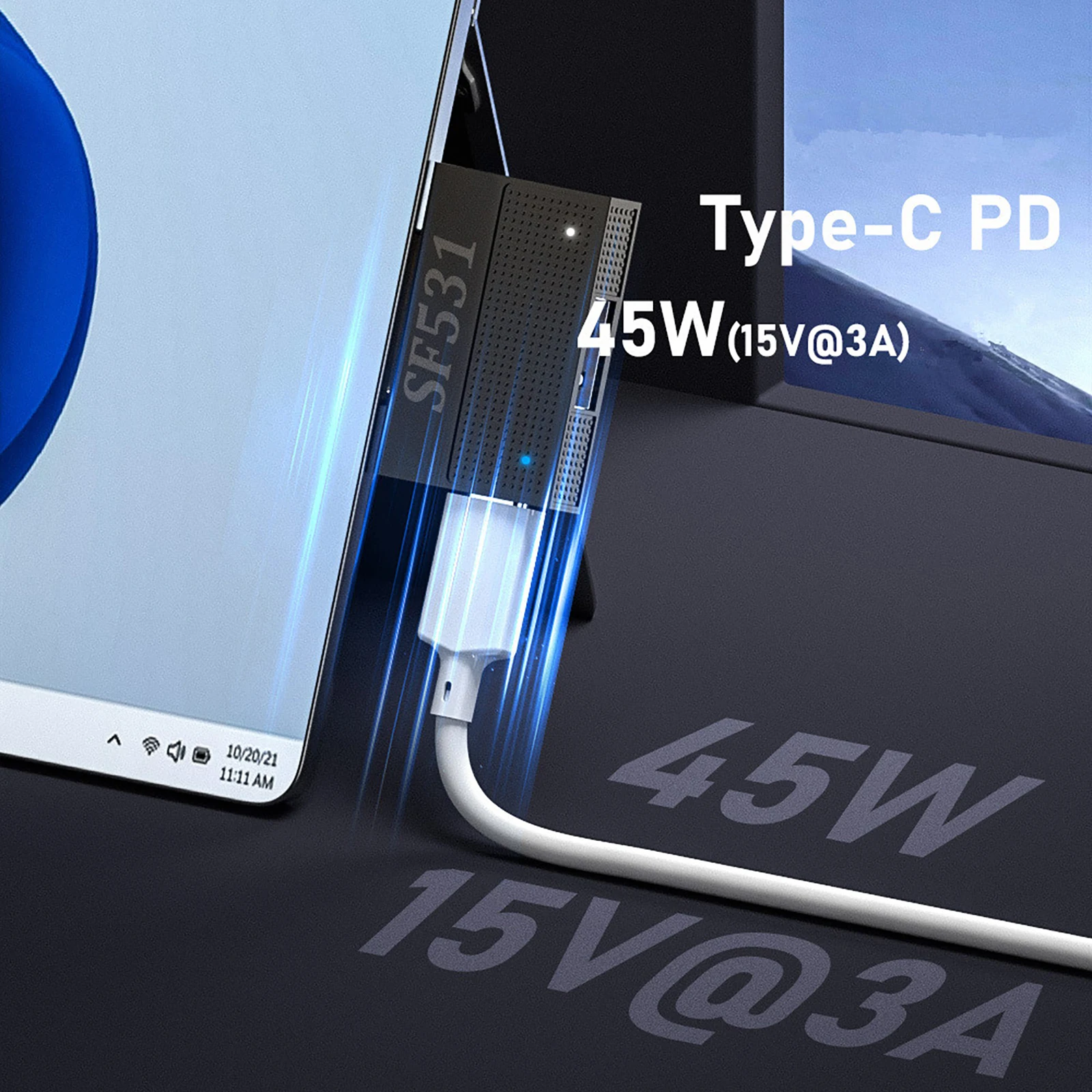 Adaptador magnético USB 3,1 y conector de carga de Puerto PD tipo C, compatible con transmisión de datos, convertidor de superficie de 10gbps para Microsoft