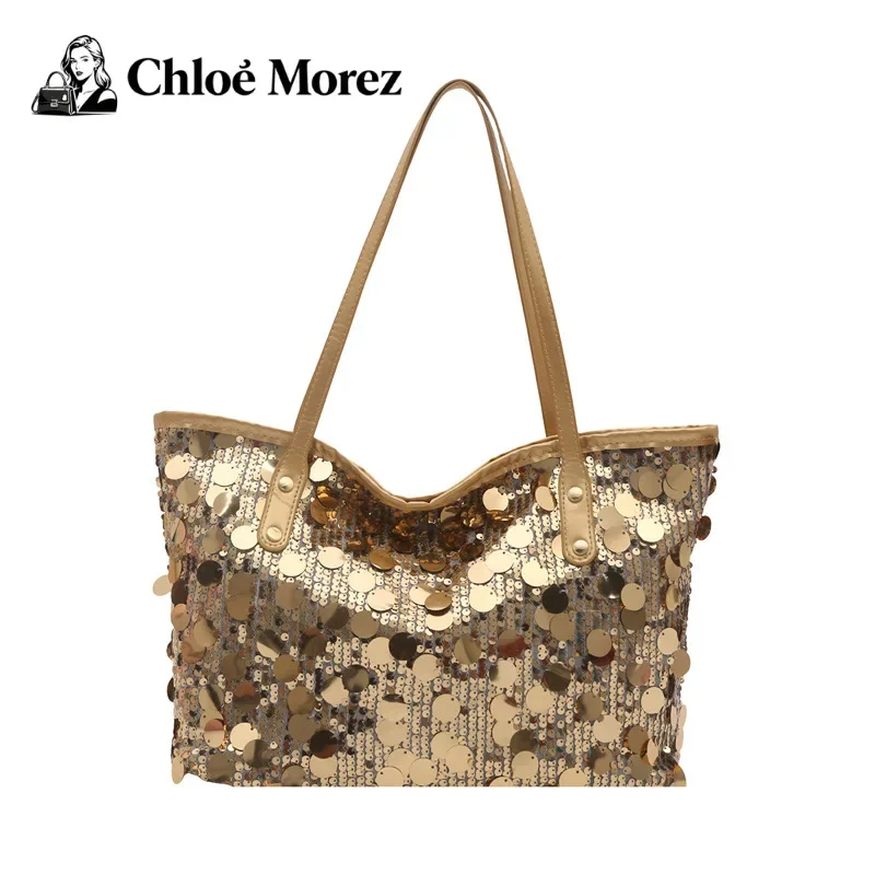 

Fashion Sequin Bag, Bucket Shoulder Bag, Versatile Commuting Bag, Large Capacity Tote Bag