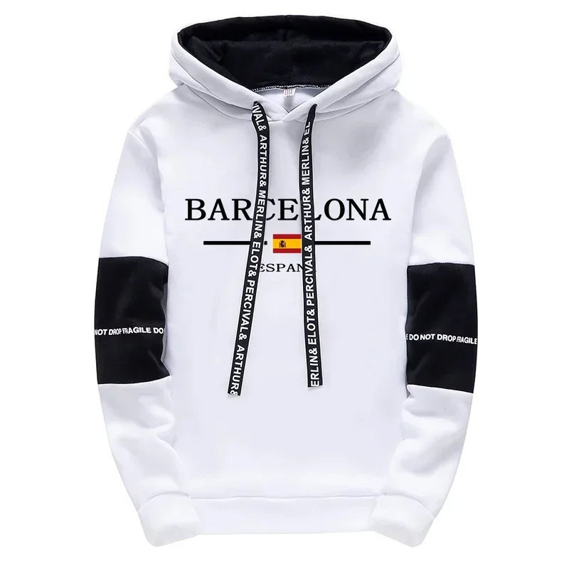 Barcelona Hoodies High Quality Male All Season Daily Casual Sports Hooded Sweatshirts Pullover 2025 Men's Clothes