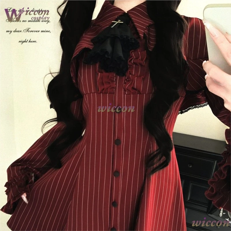 Cos Room Original Jirai kei Dress Style Faux Two-Piece Dress Dark Gothic Cosplay Costume Set Halloween Outfit Gothic Women Suit - view 4