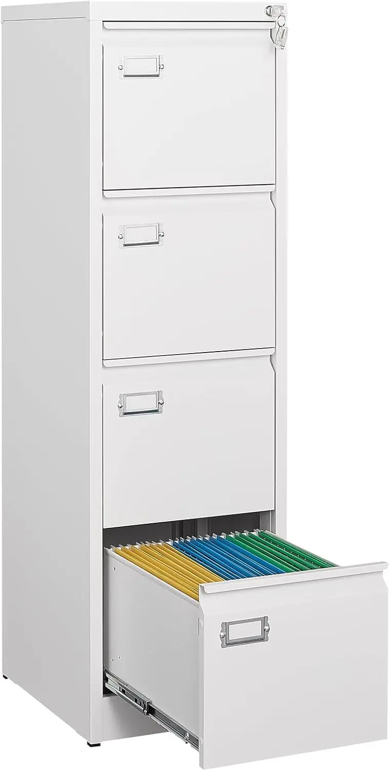 4 Drawer Vertical File Cabinet with Lock, Metal Filing Cabinet for Home Office Organizer Storage Cabinet Letter Size/A4