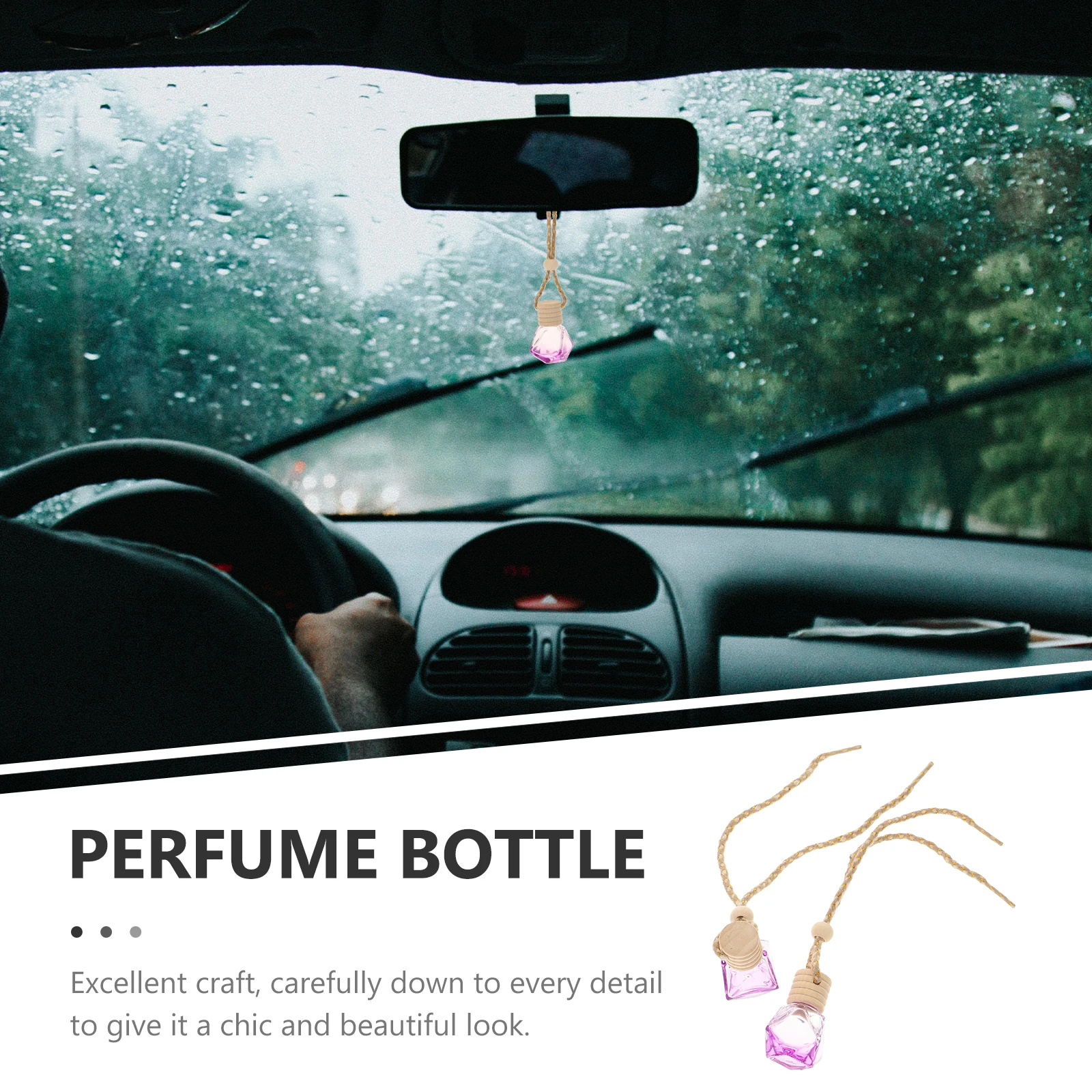 

5Pcs 8ml Car Perfume Bottle Diffuser Essential Oil Pendant Random Rope Style Fresh Air Interior Decor