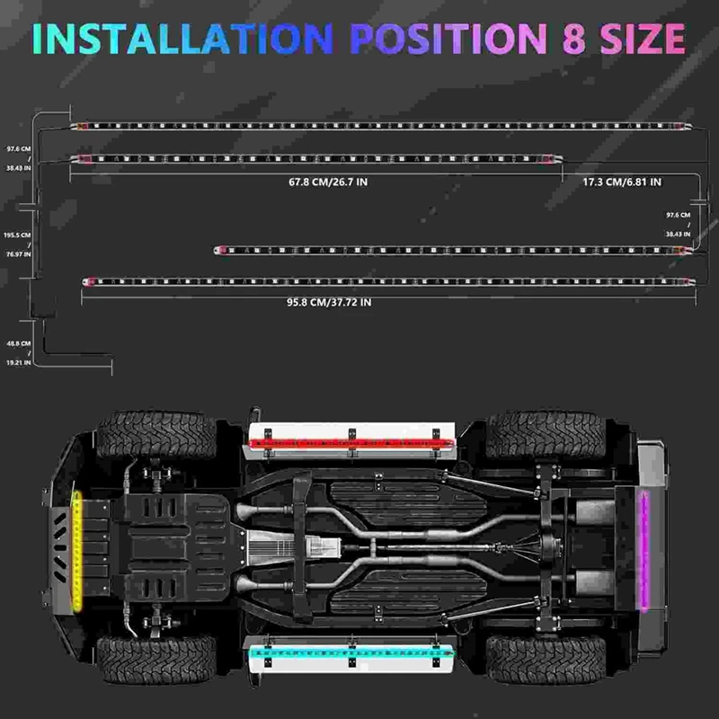 Car Underglow LED Lights, Dream Color Strip Lights With APP Control, Exterior Car Neon Accent Lights Kit Replacement