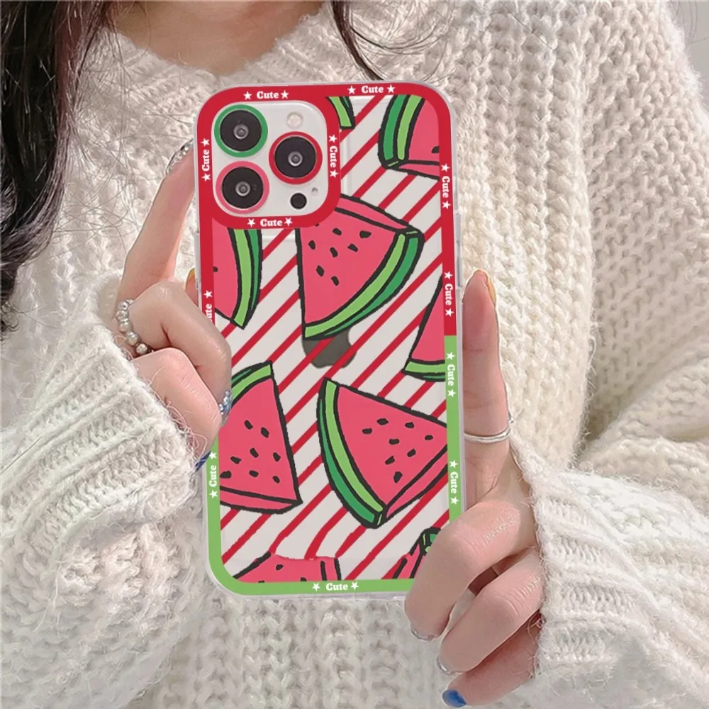 Watermelon Pattern Phone Case For iPhone 16 15 14 13 12 11 Pro Max XS X XR Mini Protective Cover