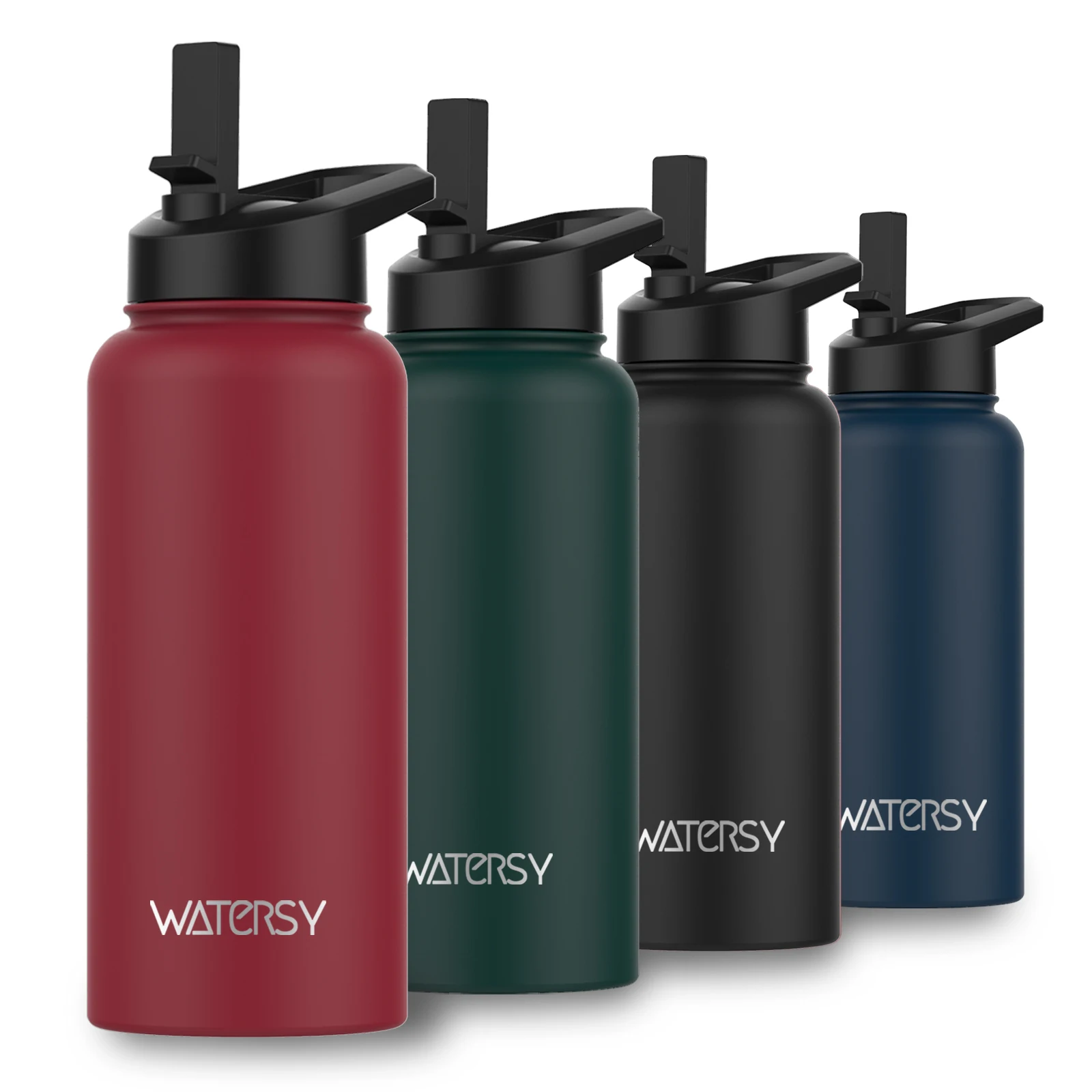 WATERSY 32oz Insulated Sports Water Bottle Double Vacuum Stainless Steel Flask Keeps Cold 24H Leak-Proof for Gym Travel Office