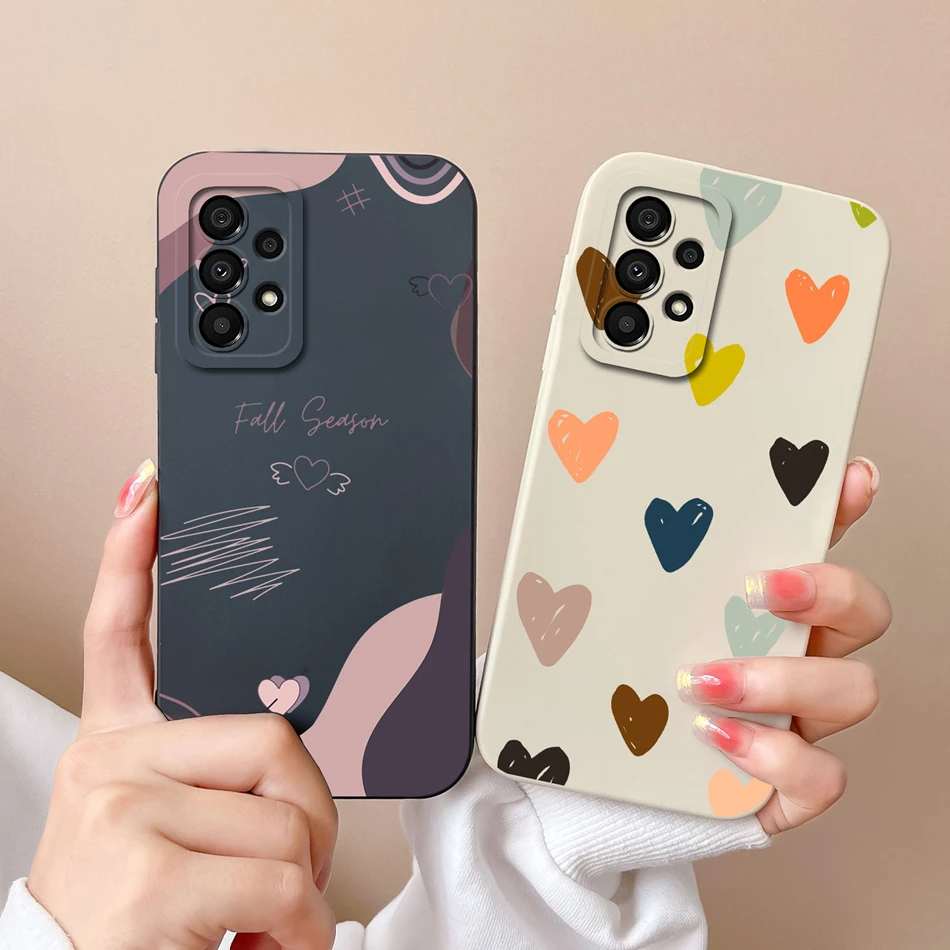 For Samsung A52 Galaxy A52S Case Fashion Heart Phone Cases For Samsung A 52 4G 5G Liquid Silicone Camera Protection Back Cover