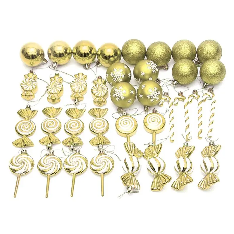 A67P-36Pcs Christmas Ball Christmas Tree Hanging Pendants Printed Shaped Pendant Christmas Spheres